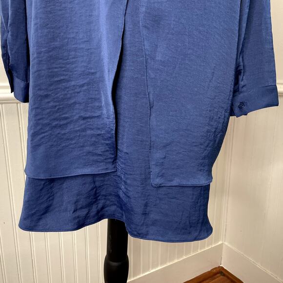 TCC - Chicos 2 L Tunic Top Split Back Flowy Lagenlook Boho Classic Spring Summer - Picture 13 of 14